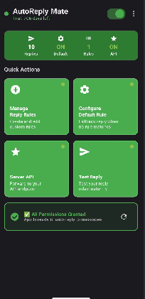 AutoReply Mate App Screenshot - Auto Reply to WhatsApp, SMS, Telegram
